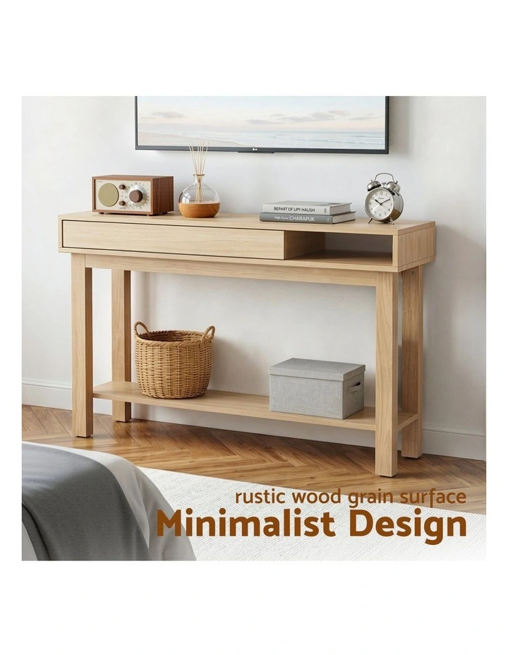 Artiss Console Table Entryway Hallway Sofa Side Table Drawer Shelf 100CM Wood image 7