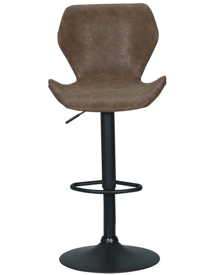 Artiss 2x Bar Stools Vintage Leather Gas Lift Brown image 2