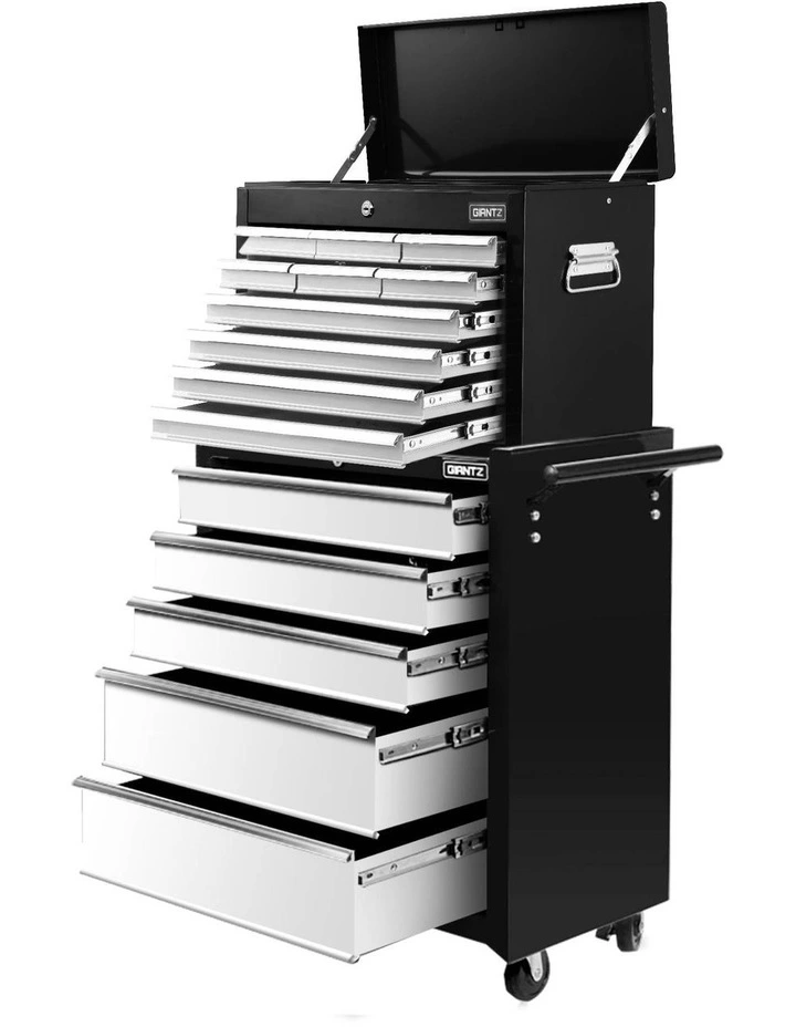 Giantz 15 Drawers Tool Chest Trolley Toolbox 2-in-1 Storage Black& Grey image 1