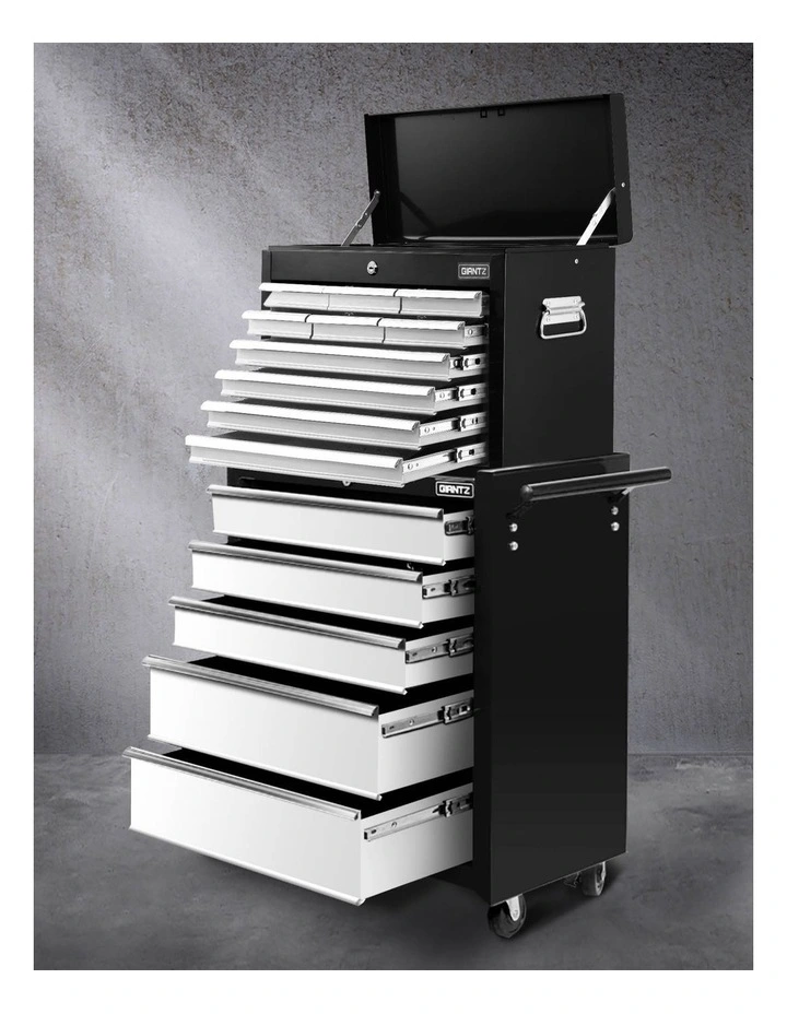 Giantz 15 Drawers Tool Chest Trolley Toolbox 2-in-1 Storage Black& Grey image 3