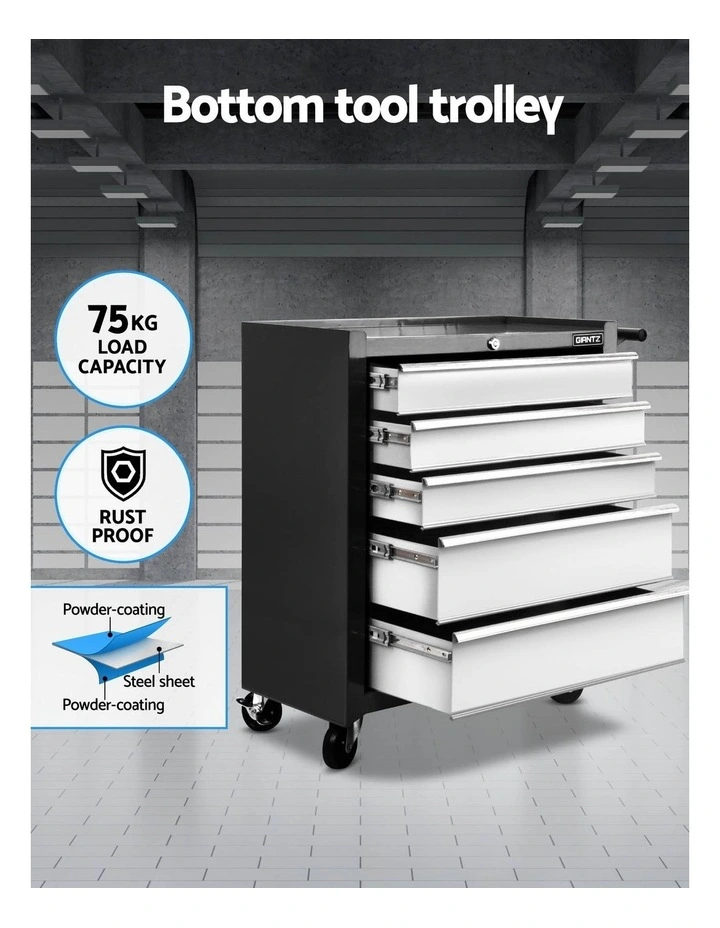 Giantz 15 Drawers Tool Chest Trolley Toolbox 2-in-1 Storage Black& Grey image 6