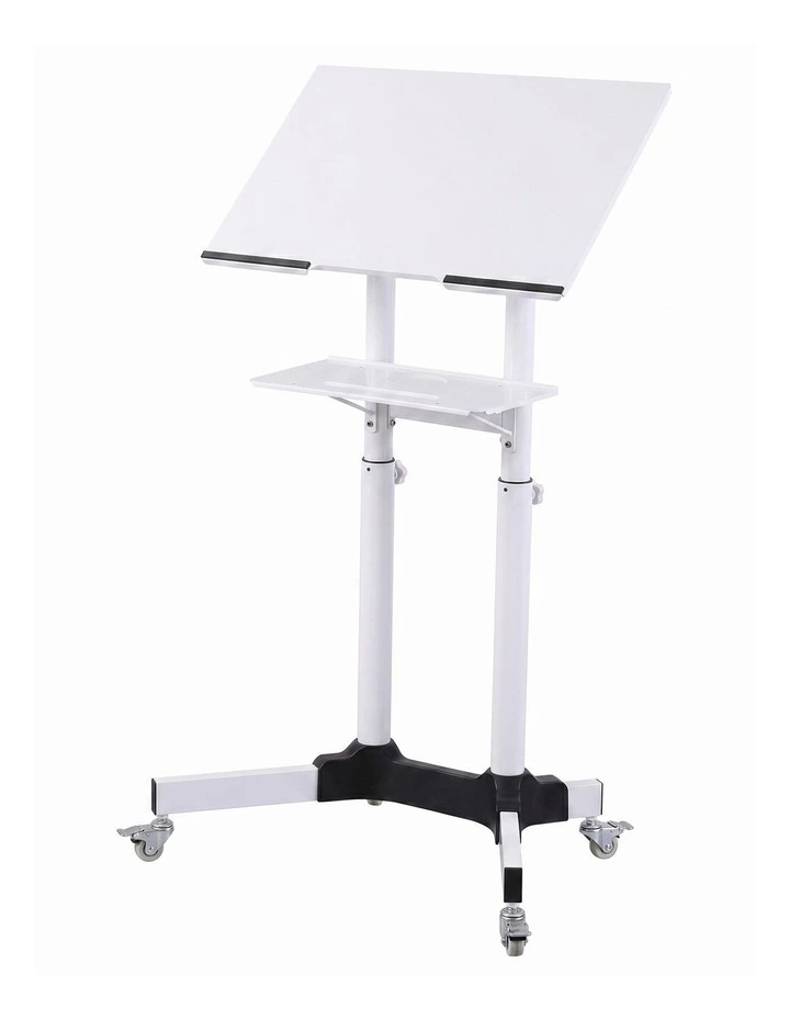 Artiss Mobile Lectern Stand, Adjustable Sit-to-Stand Presentation Podium w/ Wheels White image 1