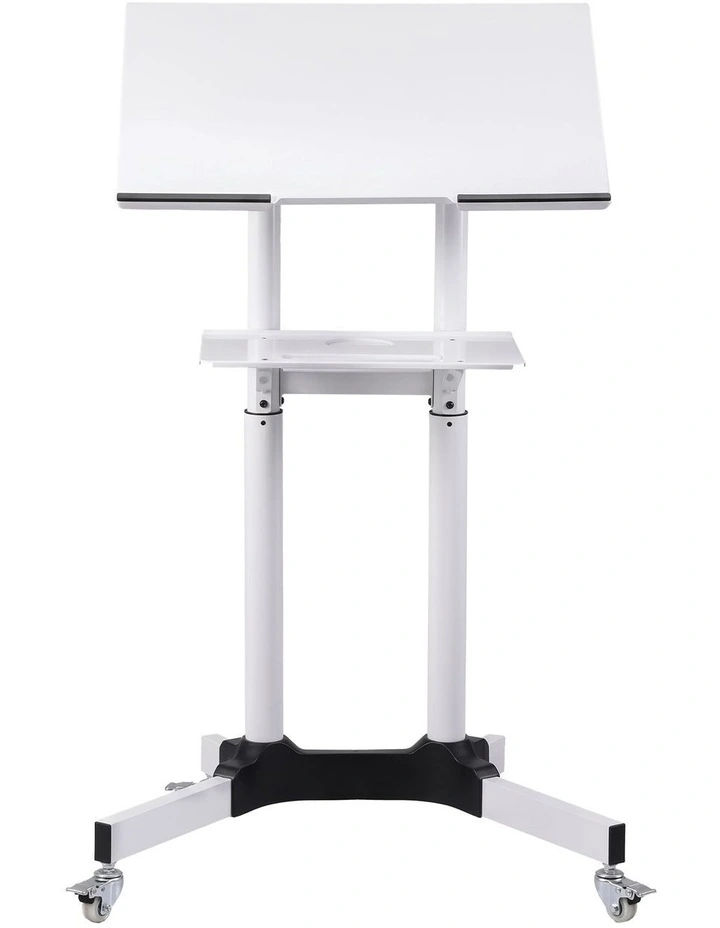 Artiss Mobile Lectern Stand, Adjustable Sit-to-Stand Presentation Podium w/ Wheels White image 3