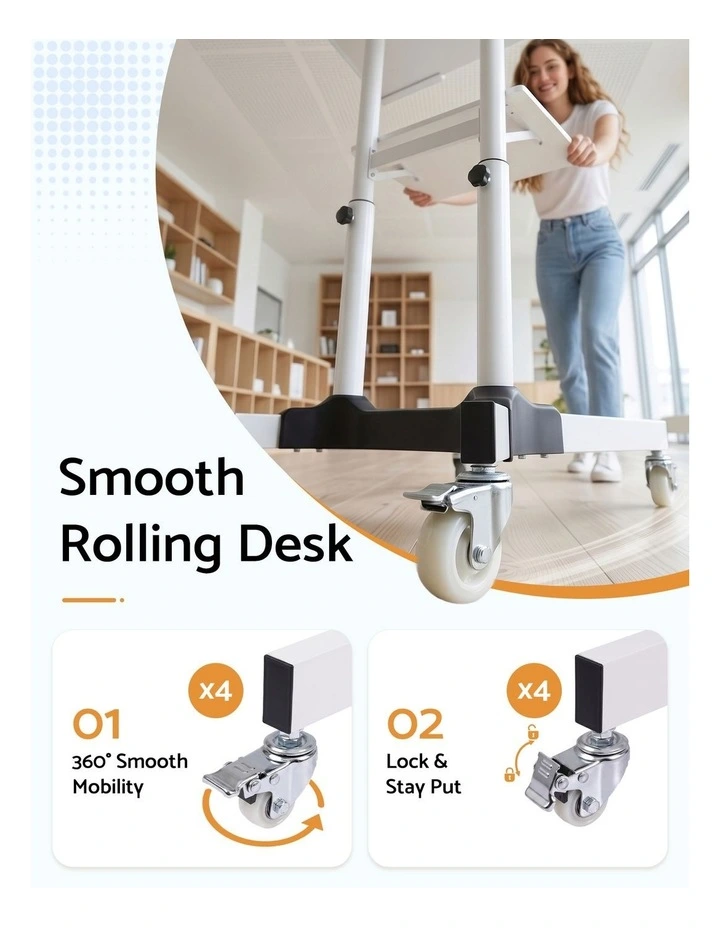 Artiss Mobile Lectern Stand, Adjustable Sit-to-Stand Presentation Podium w/ Wheels White image 5