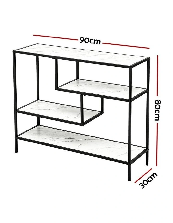 Artiss Console Table Entryway Hallway Marble Effect 4-Tier Storage Shelves White image 3