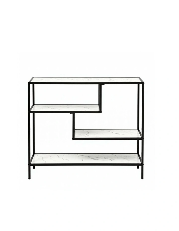 Artiss Console Table Entryway Hallway Marble Effect 4-Tier Storage Shelves White image 5