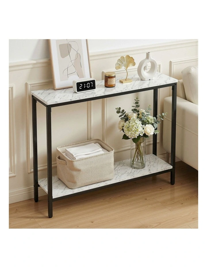 Artiss Console Table Entryway Hallway Display Desk Marble Effect White image 4
