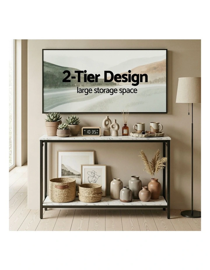 Artiss Console Table Entryway Hallway Display Desk Marble Effect White image 7