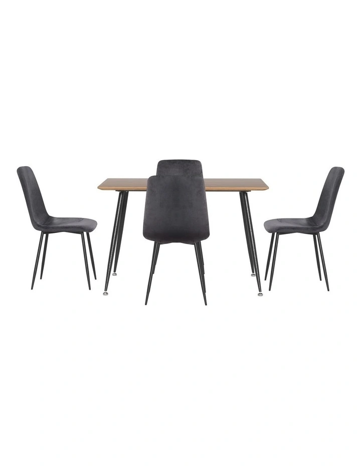 1 Artiss Dining Table and 4 Chairs Set Grey Velvet image 2