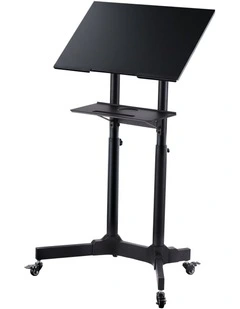 Artiss Mobile Lectern Stand, Adjustable Sit-to-Stand Presentation Podium w/ Wheels Black