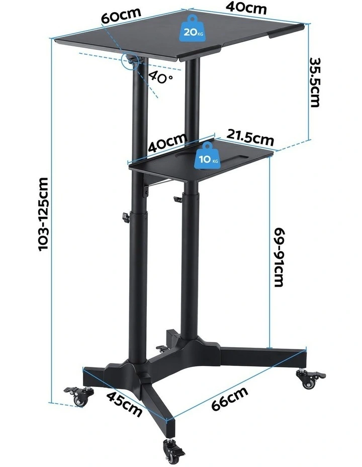 Artiss Mobile Lectern Stand, Adjustable Sit-to-Stand Presentation Podium w/ Wheels Black image 2