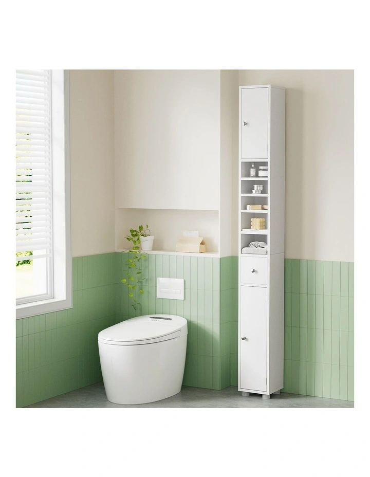 Artiss Bathroom Storage Cabinet 180cm Tall Slim Floor Cupboard Toilet Narrow Linen Tower image 4