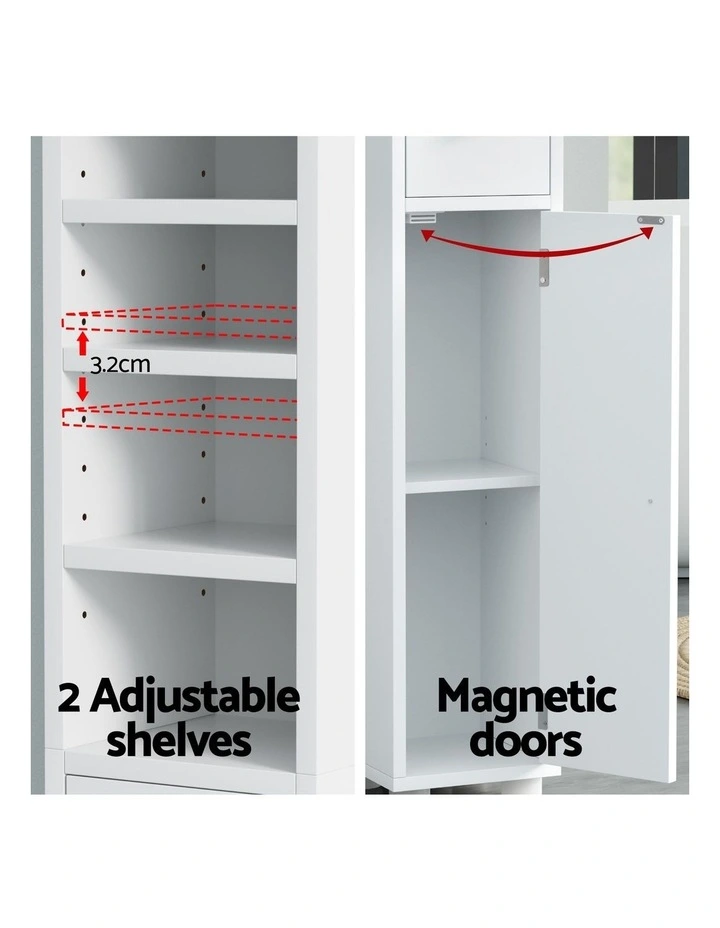 Artiss Bathroom Storage Cabinet 180cm Tall Slim Floor Cupboard Toilet Narrow Linen Tower image 7