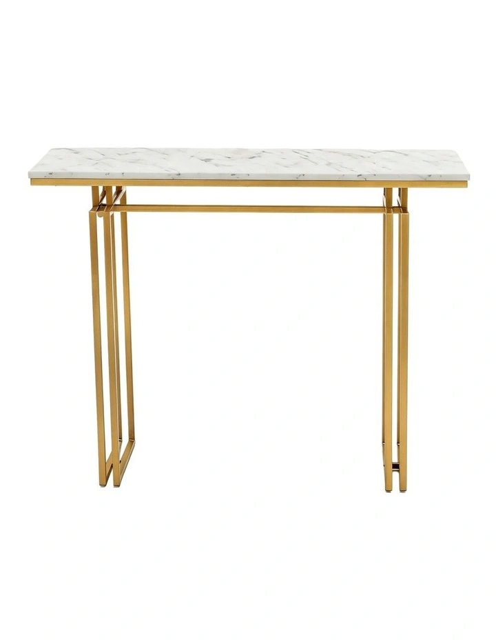 Artiss Console Table Hallway Entryway Table Marble Effect 110CM White & Gold image 5