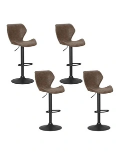 Artiss 4x Bar Stools Vintage Leather Gas Lift Brown