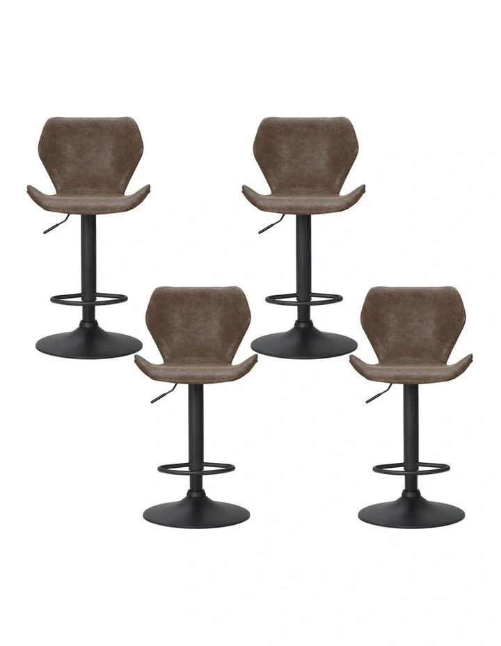 Artiss 4x Bar Stools Vintage Leather Gas Lift Brown image 2