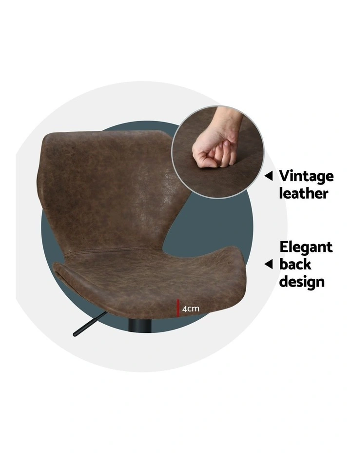 Artiss 4x Bar Stools Vintage Leather Gas Lift Brown image 7