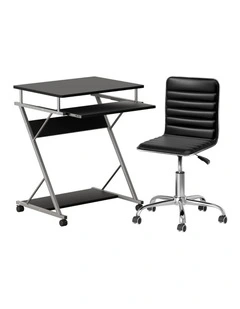 Artiss Computer Desk Office Chair Set Desks with Keyboard Shelf Try Black