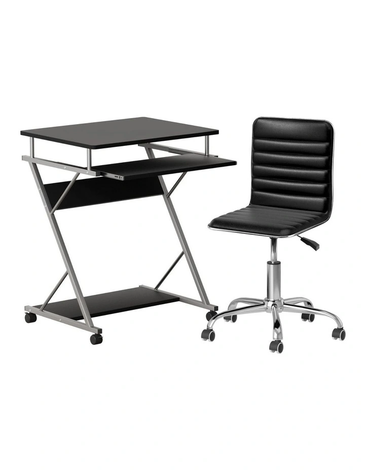Artiss Computer Desk Office Chair Set Desks with Keyboard Shelf Try Black image 1