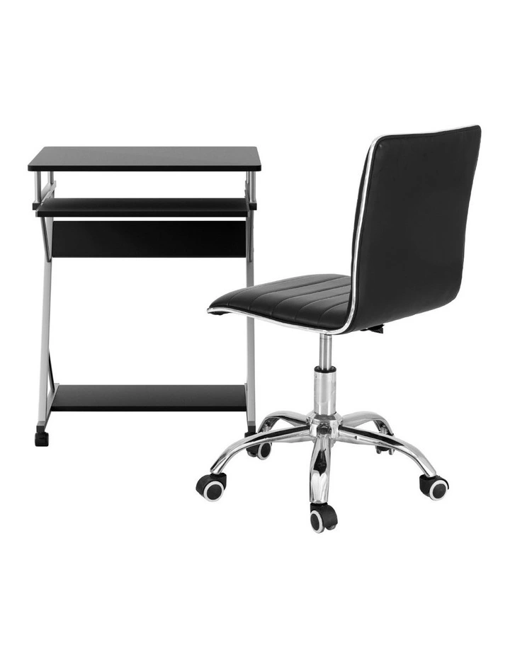 Artiss Computer Desk Office Chair Set Desks with Keyboard Shelf Try Black image 2