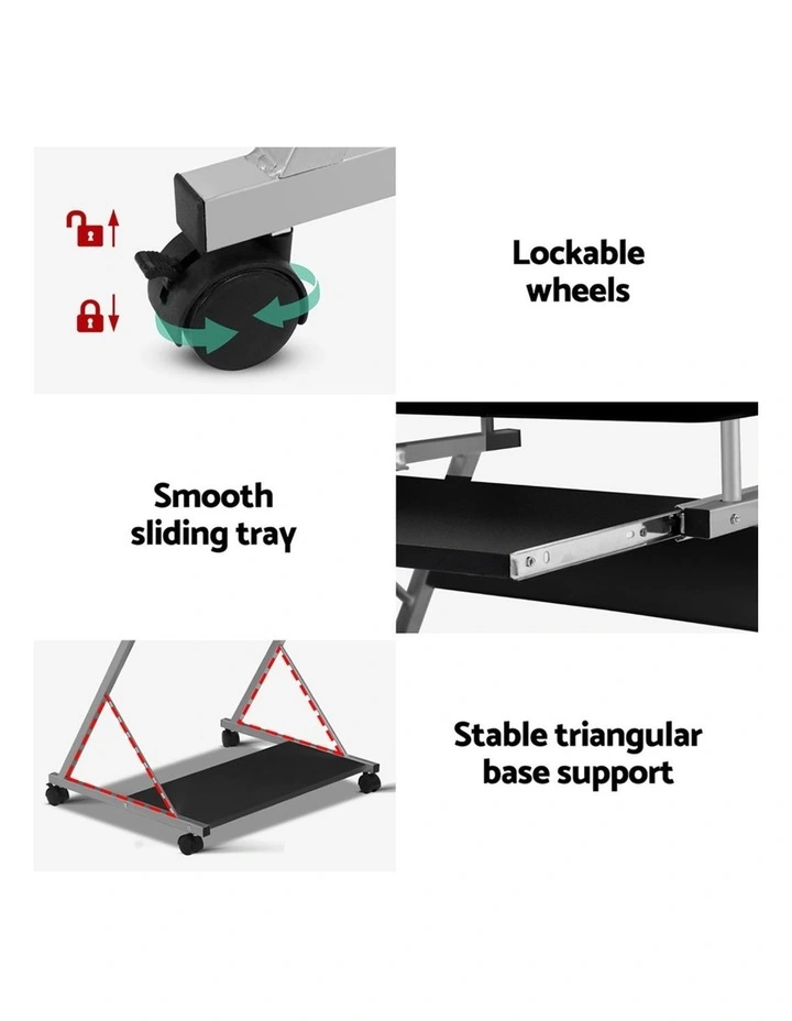 Artiss Computer Desk Office Chair Set Desks with Keyboard Shelf Try Black image 6