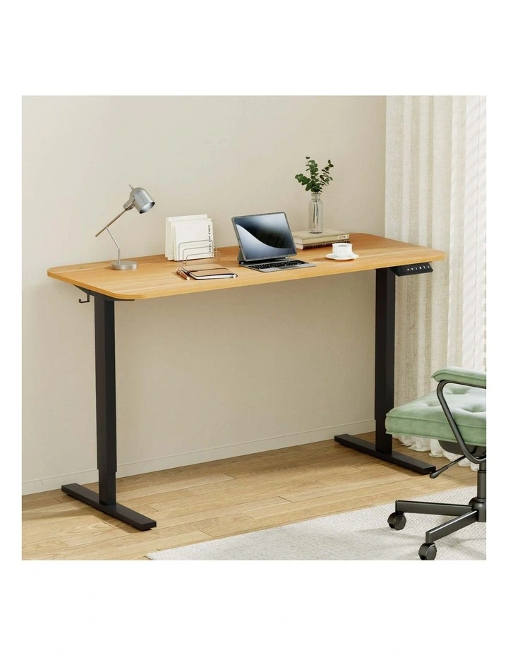 Artiss Electric Standing Desk 140cm Adjustable Height Motorised Home Office Desk Oak Black image 3