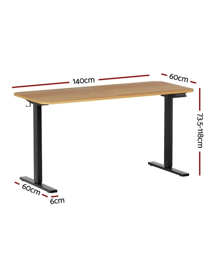 Artiss Electric Standing Desk 140cm Adjustable Height Motorised Home Office Desk Oak Black image 4