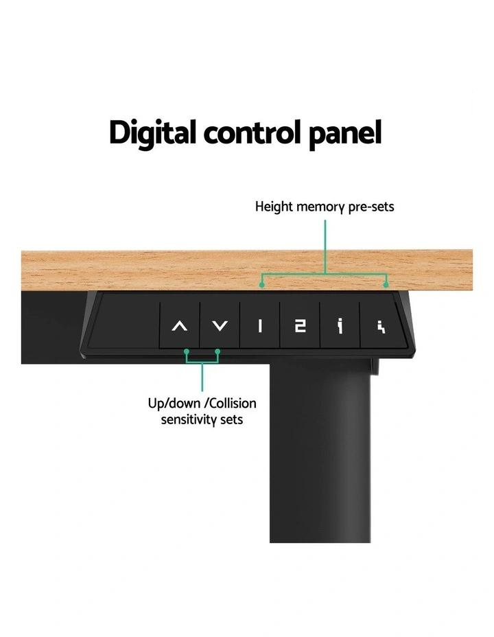 Artiss Electric Standing Desk 140cm Adjustable Height Motorised Home Office Desk Oak Black image 5