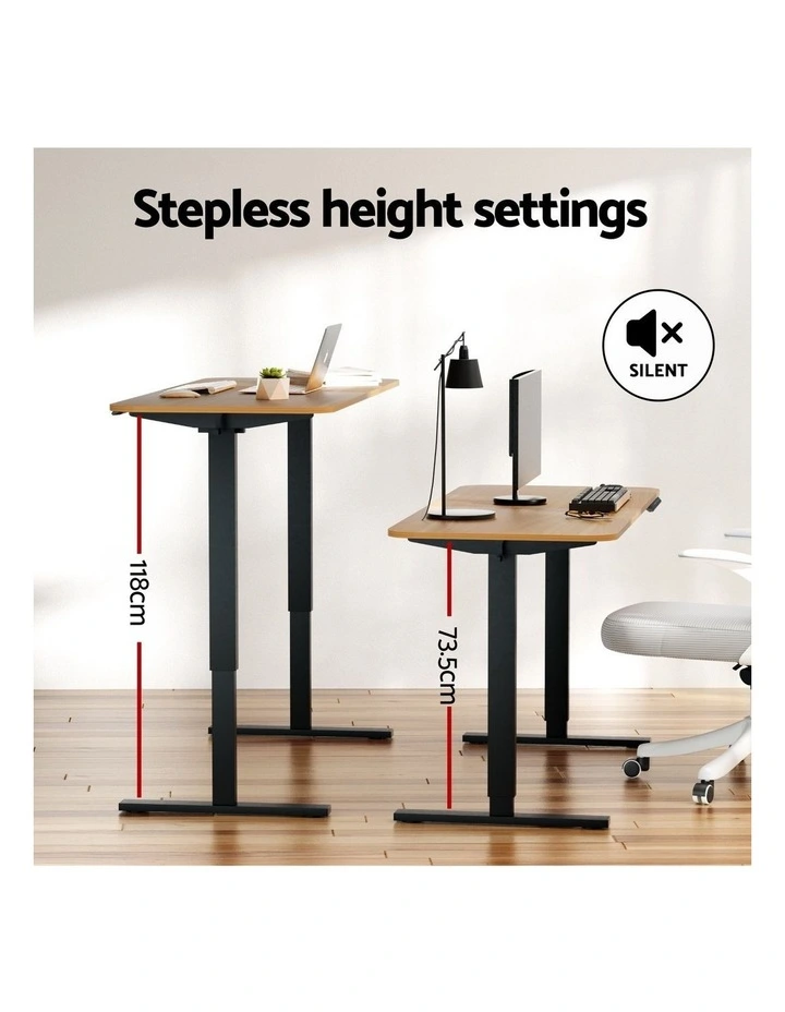 Artiss Electric Standing Desk 140cm Adjustable Height Motorised Home Office Desk Oak Black image 6