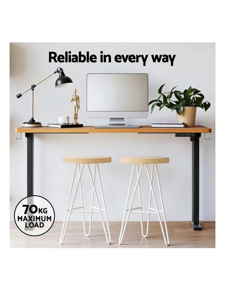 Artiss Electric Standing Desk 140cm Adjustable Height Motorised Home Office Desk Oak Black image 7