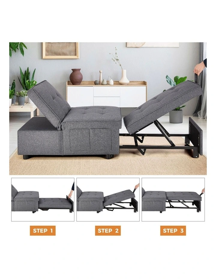 Oikiture 4 in 1 Convertible Sofa Bed Ottoman Couch Lounge Recliner Chair Linen image 5