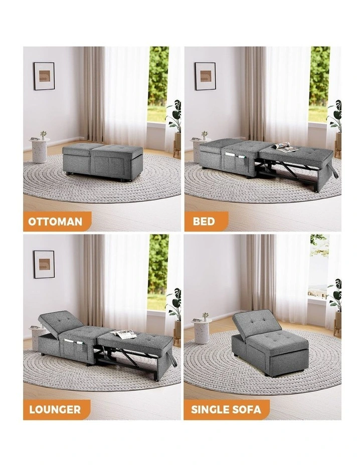 Oikiture 4 in 1 Convertible Sofa Bed Ottoman Couch Lounge Recliner Chair Linen image 6