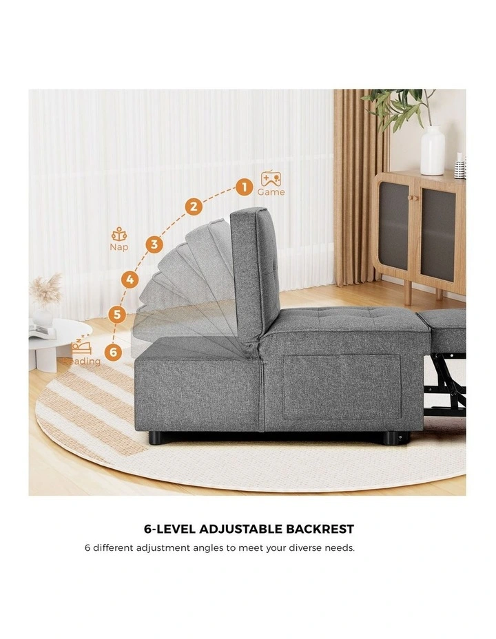 Oikiture 4 in 1 Convertible Sofa Bed Ottoman Couch Lounge Recliner Chair Linen image 7