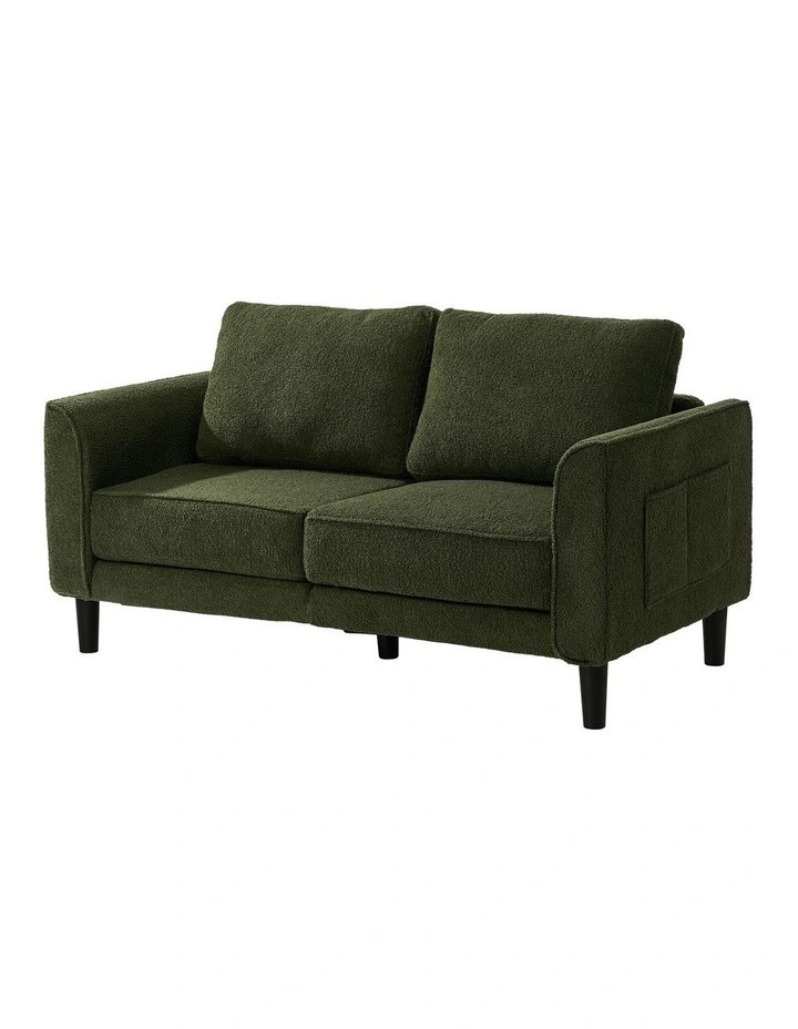Oikiture 2 Seater Sofa 150cm Boucle Love Seat Small Couch Chair Storage Green image 1
