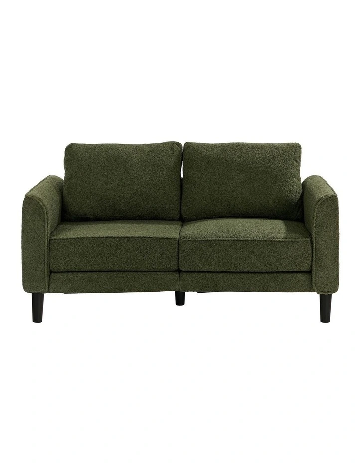 Oikiture 2 Seater Sofa 150cm Boucle Love Seat Small Couch Chair Storage Green image 2
