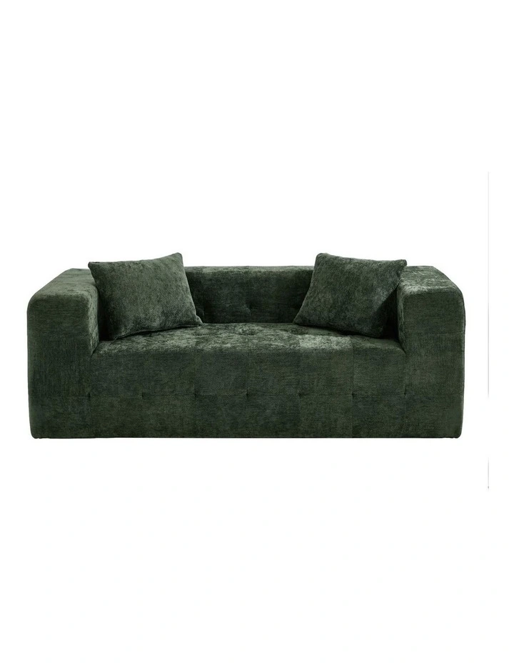 Oikiture Compressed Sofa in a Box Button Tufting Couch Storage Chenille Green image 2
