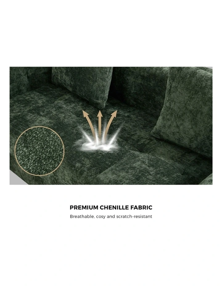 Oikiture Compressed Sofa in a Box Button Tufting Couch Storage Chenille Green image 6