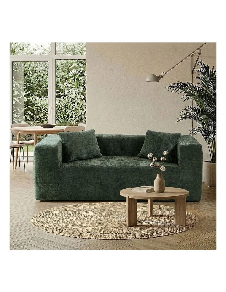 Oikiture Compressed Sofa in a Box Button Tufting Couch Storage Chenille Green image 7