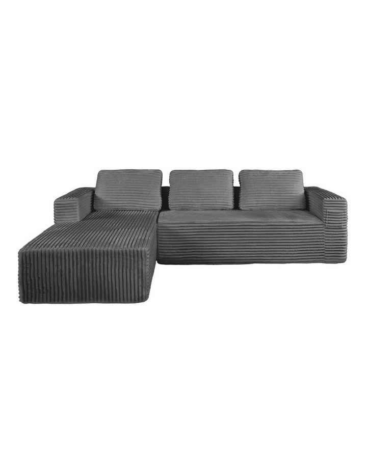 Oikiture Modular L Shape Compressed Sofa Cloud Couch Chaise Lounge Corduroy Grey image 2
