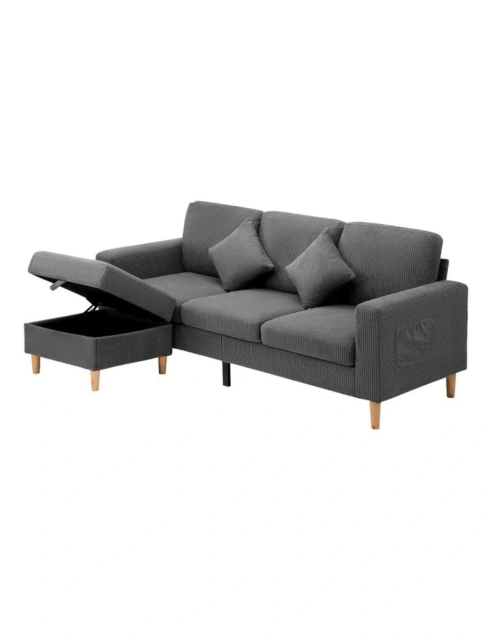 Oikiture Sofa Lounge Set Modular Couch 3 Seater Corner Chaise Ottoman Velvet image 1