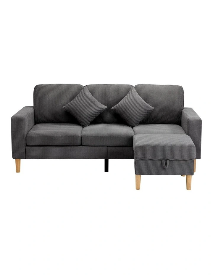 Oikiture Sofa Lounge Set Modular Couch 3 Seater Corner Chaise Ottoman Velvet image 2
