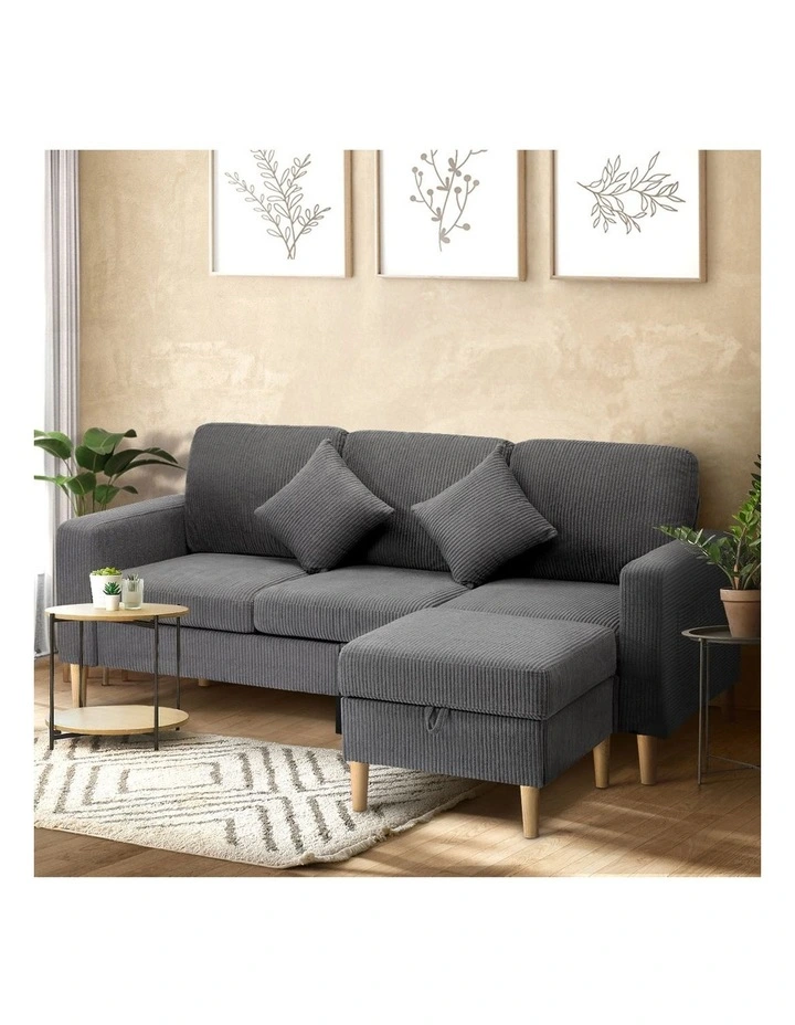 Oikiture Sofa Lounge Set Modular Couch 3 Seater Corner Chaise Ottoman Velvet image 5