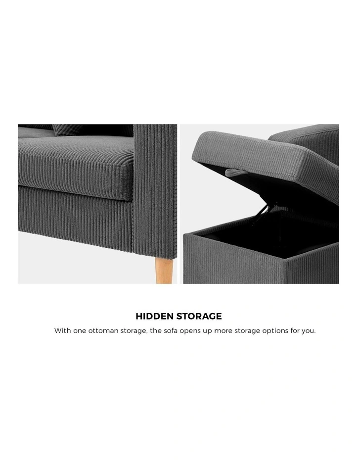 Oikiture Sofa Lounge Set Modular Couch 3 Seater Corner Chaise Ottoman Velvet image 6