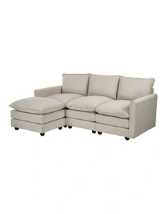 Oikiture Sofa Set Modular Couch with Ottoman Lounge Extra Thick Cushion Corduroy