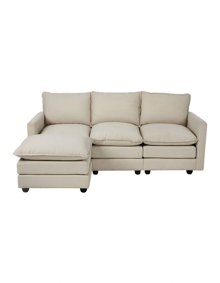 Oikiture Sofa Set Modular Couch with Ottoman Lounge Extra Thick Cushion Corduroy image 2