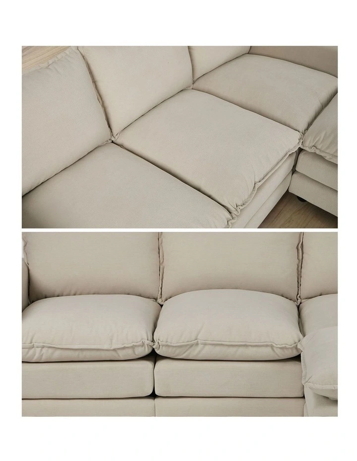 Oikiture Sofa Set Modular Couch with Ottoman Lounge Extra Thick Cushion Corduroy image 6