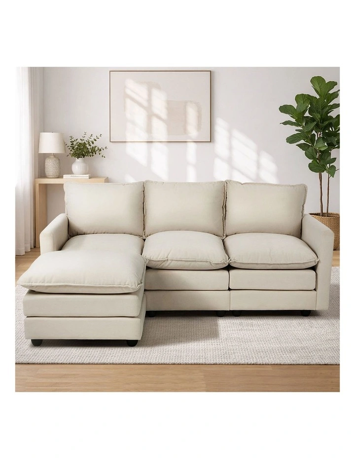 Oikiture Sofa Set Modular Couch with Ottoman Lounge Extra Thick Cushion Corduroy image 7