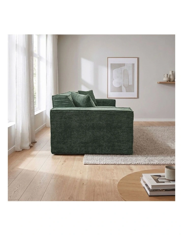 Oikiture 300 cm Modular Sofa Compressed Convertible Couch Lounge Chenille Green image 5