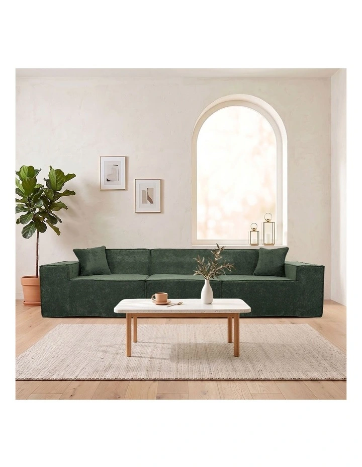 Oikiture 300 cm Modular Sofa Compressed Convertible Couch Lounge Chenille Green image 7