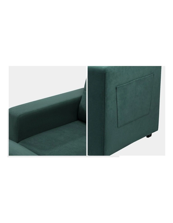 Oikiture 3 Seater Sofa Lounge Set Modular Couch Drawers&Ottoman Velvet Green image 7